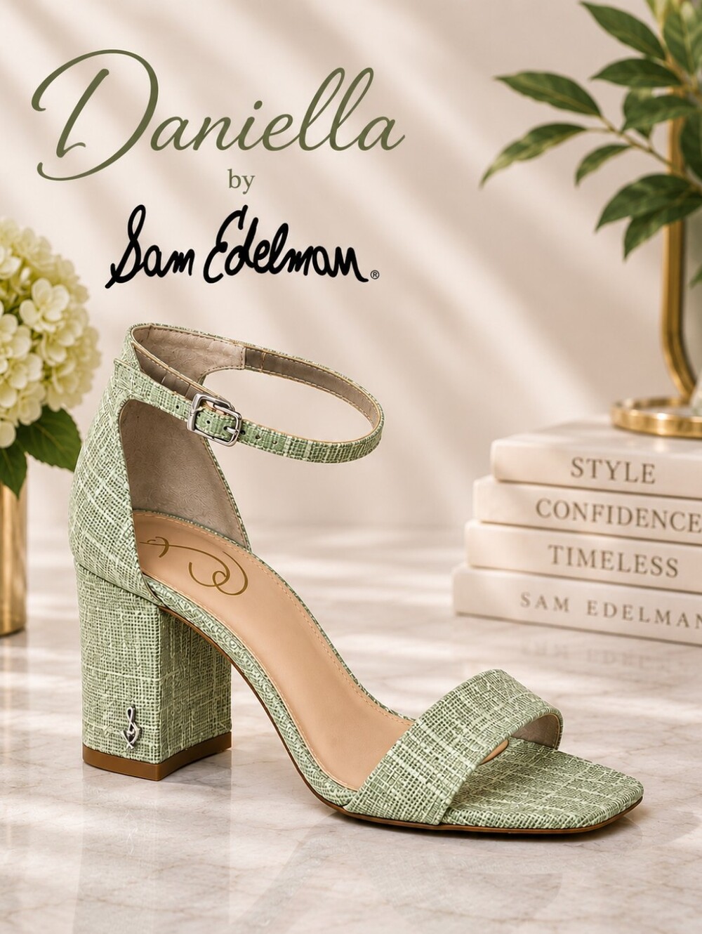 Sam Edelman Daniella Green Woven Shimmer Block Heel Sandals – Women’s 11 – NWOB